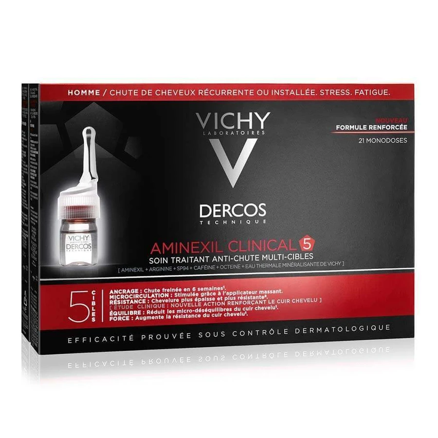 Vichy Aminexil средство от выпадения волос для мужчин Dercos Clinical 5, 21 ампула х 6 мл: цены и характеристики