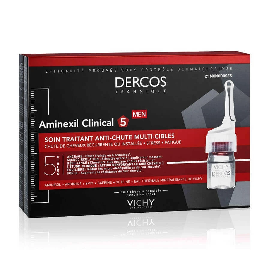 Vichy Aminexil средство от выпадения волос для мужчин Dercos Clinical 5, 21 ампула х 6 мл: цены и характеристики