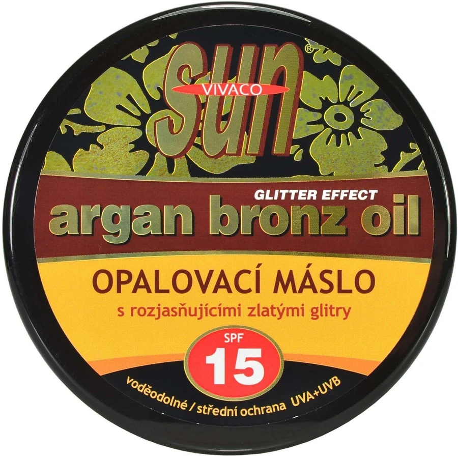 Олія ши з аргановою олією Vivaco Argan Oil з золотистими блискітками SPF15, 200 мл: ціни та характеристики