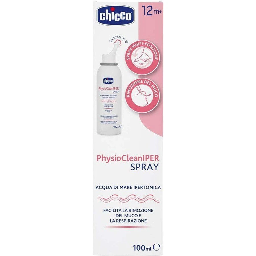 Chicco PhysioCleanIPER Гипертонический назальный спрей с морской водой 12м+, 100 мл: цены и характеристики