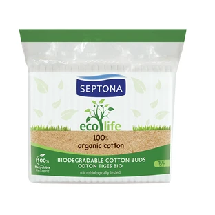 Биоразлагаемые ватные ушные палочки, Eco Life, 100 шт, Septona