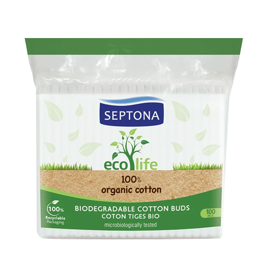Биоразлагаемые ватные ушные палочки, Eco Life, 100 шт, Septona: цены и характеристики