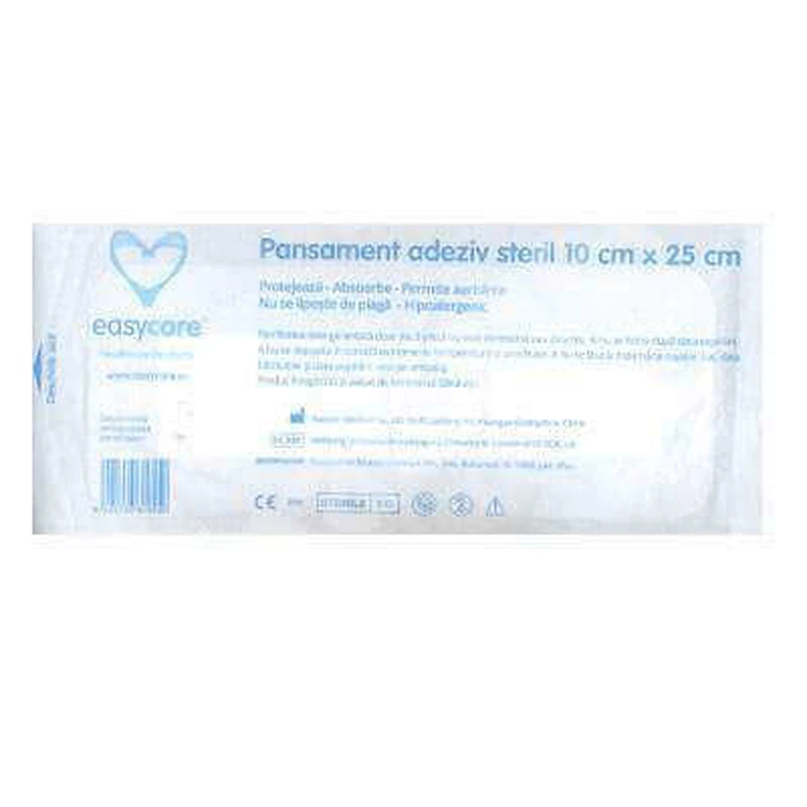 Стерильная клейкая повязка с впитывающей подушечкой, 10x25 см, EasyCare: цены и характеристики