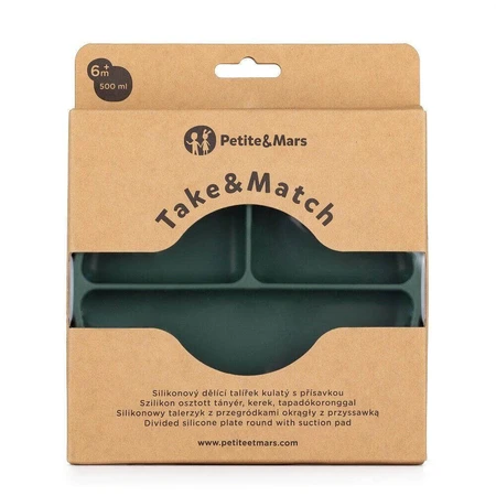 Petite&Mars Силиконовое разделительное блюдце круглое Take&Match Misty Green 6м+: цены и характеристики