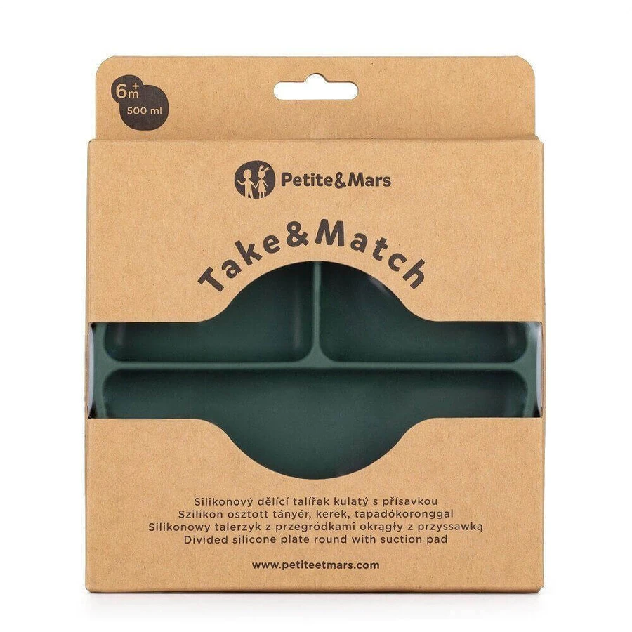 Petite&Mars Силиконовое разделительное блюдце круглое Take&Match Misty Green 6м+: цены и характеристики