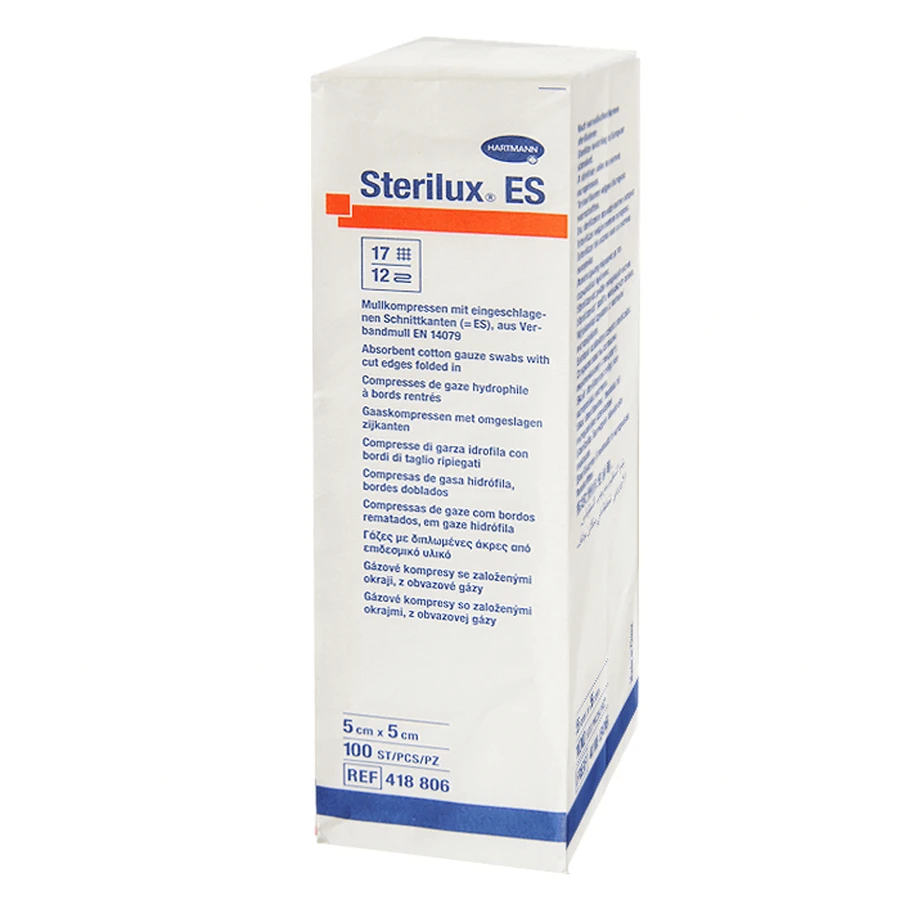 Sterilux ES, неионные марлевые тампоны, 17 нитей, 12 слоев, 5 см x 5 см, 100 штук: цены и характеристики