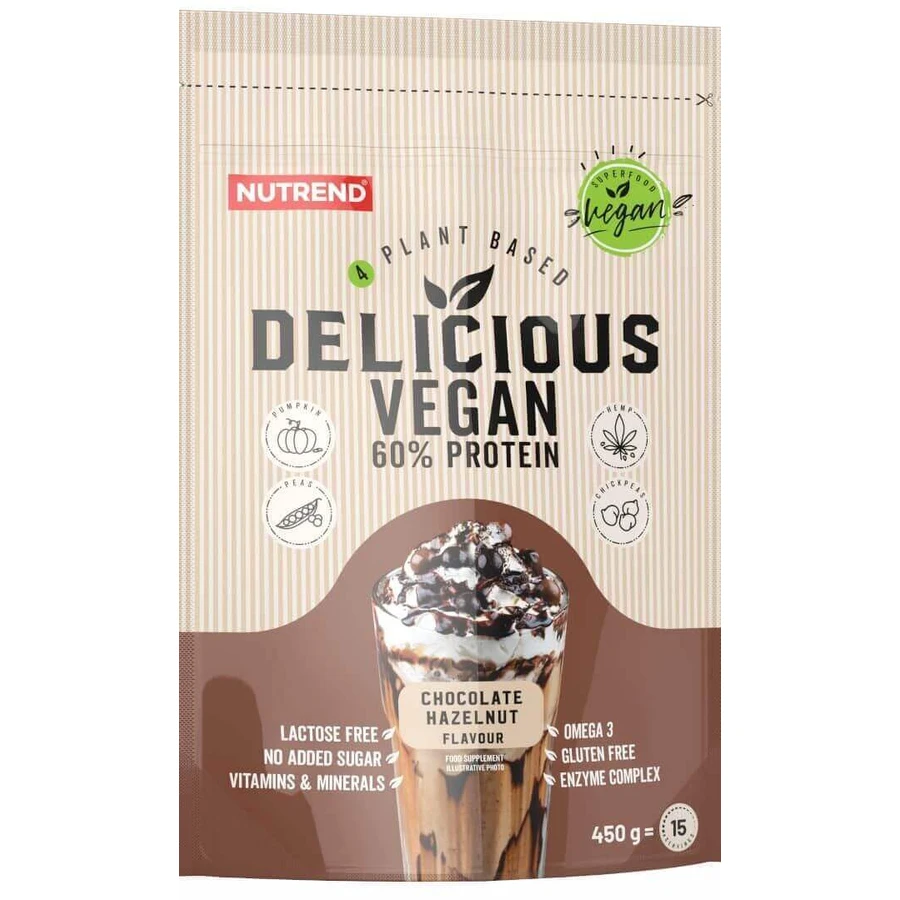 Nutrend Delicious Vegan 60% протеїновий шоколад/арахіс 450 г: ціни та характеристики