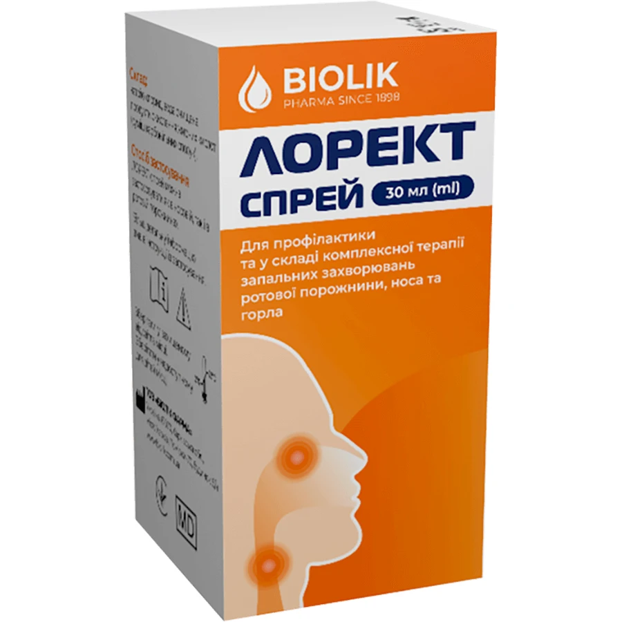 Лорект спрей, 30 мл флакон: ціни та характеристики