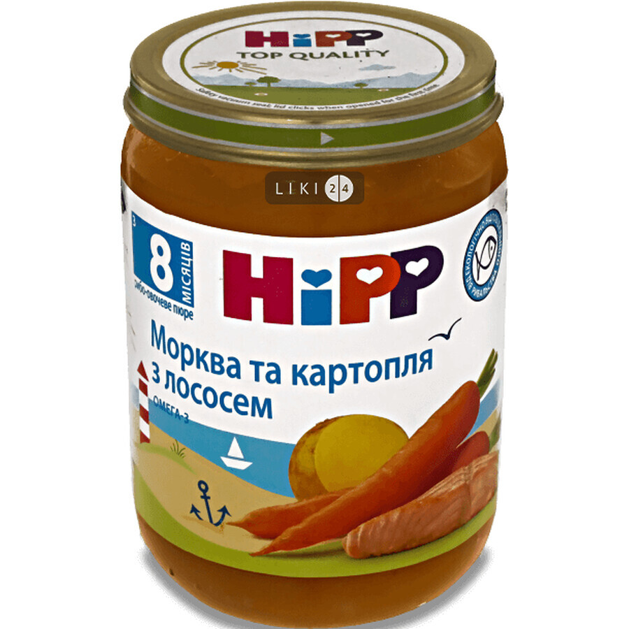 Рибно-овочеве пюре HiPP Моркву і картоплю з лососем з 8 місяців 190 г: ціни та характеристики