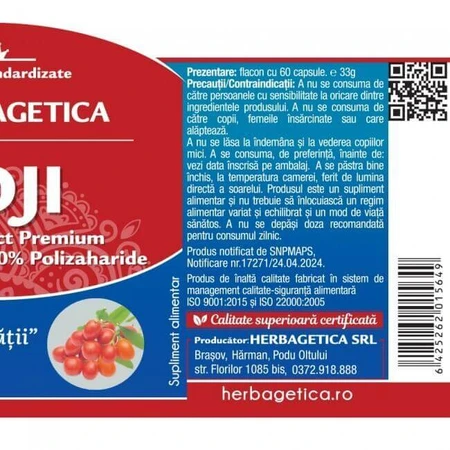 Herbagetica Goji x 60cps: ціни та характеристики