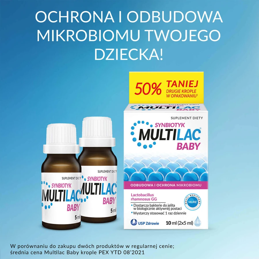 Мультилак Бебі Синбіотик краплі для дітей від 2 місяців, 2 х 5 мл: ціни та характеристики