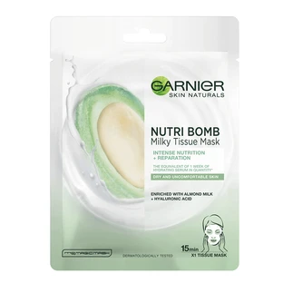 Маска з мигдальним молоком і гіалуроновою кислотою для серветок Nutri Bomb Skin Naturals, 28 г, Garnier