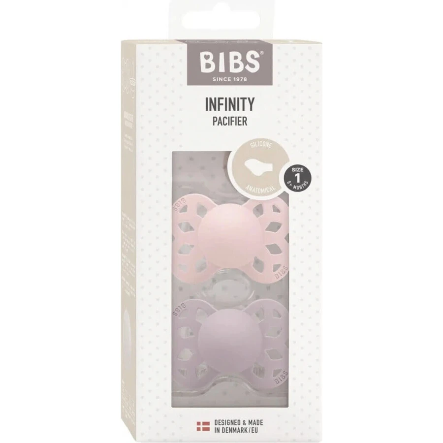 BIBS Infinity Анатомічні силіконові пустушки 2шт - розмір 2, Blossom / Dusky Lilac 1×2 шт, силіконові пустушки: ціни та характеристики