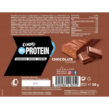 Corny Protein 30% протеїновий гарбузовий молочний шоколад 50 г: ціни та характеристики
