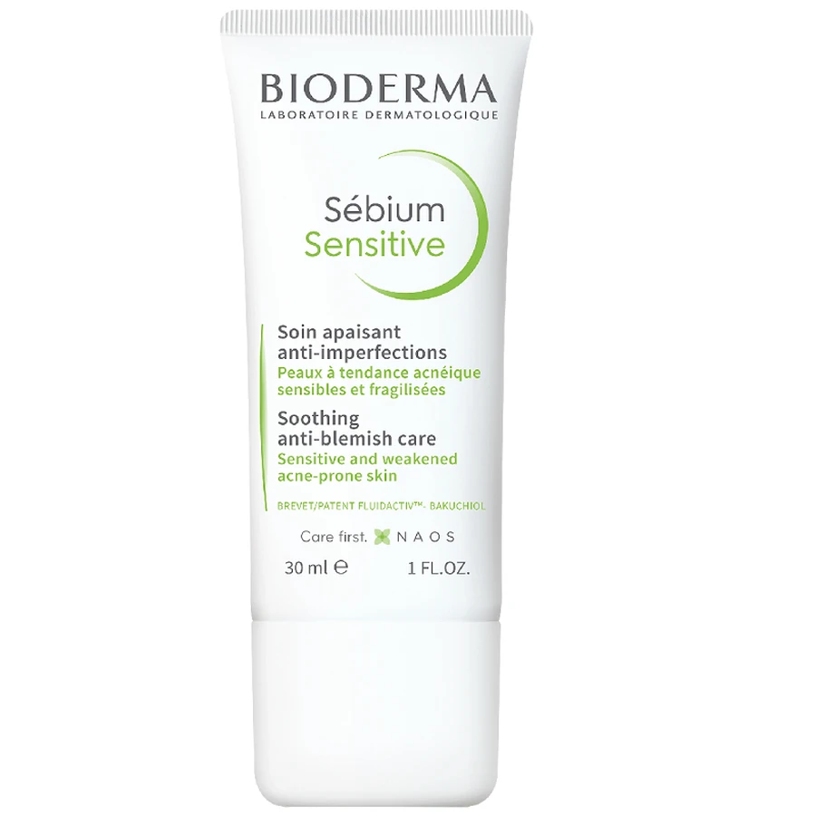 Bioderma Sebium Sensitive Заспокійливий і зволожуючий флюїд для шкіри, схильної до акне, 30 мл: ціни та характеристики