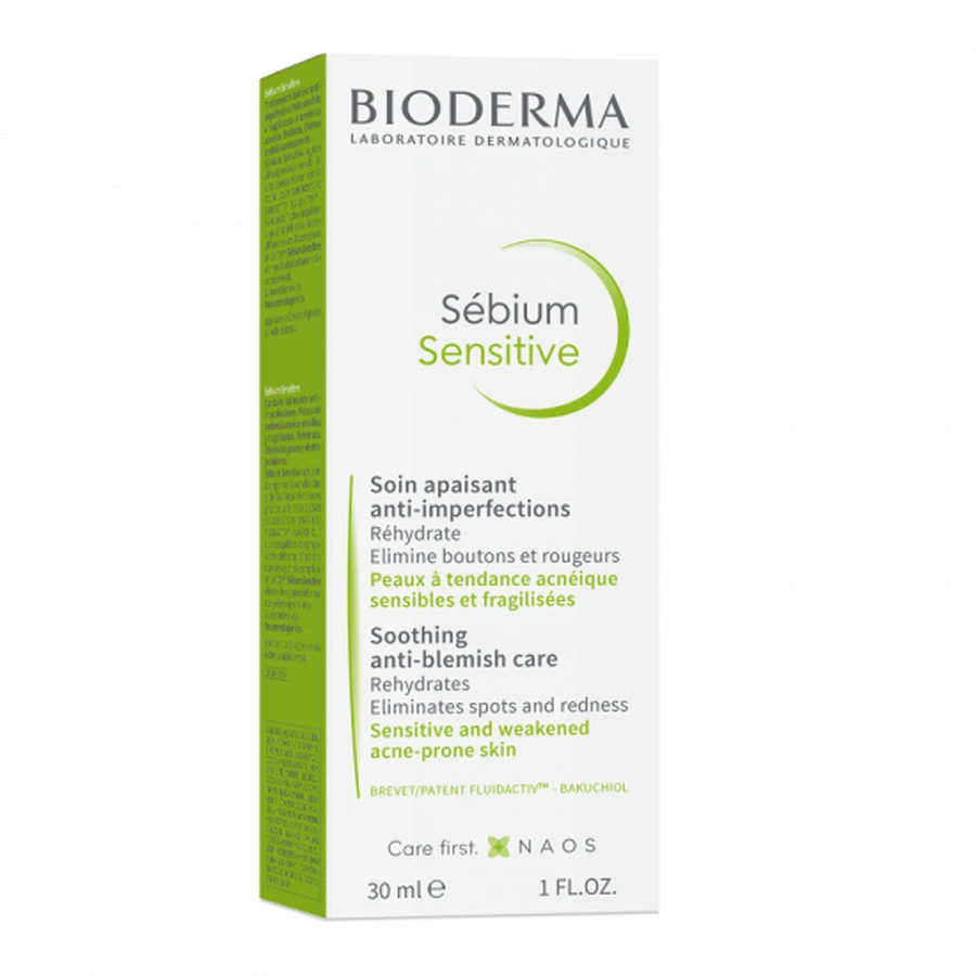 Bioderma Sebium Sensitive Заспокійливий і зволожуючий флюїд для шкіри, схильної до акне, 30 мл: ціни та характеристики