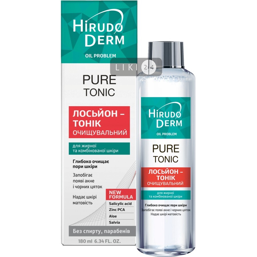 Лосьйон-тонік для обличчя Hirudo Derm Oil Problem Pure Tonic нормалізуючий для жирної та комбінованої шкіри 180 мл: ціни та характеристики
