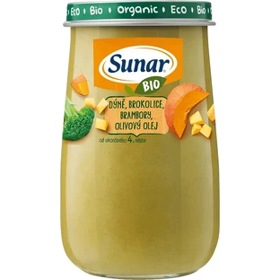 Sunar Organic тыква, брокколи, картофель, оливковое масло 4м+ 190 г