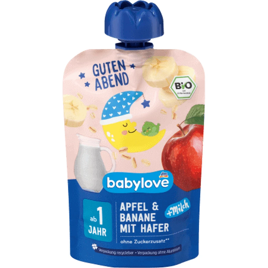 Яблучно-бананова каша Babylove з вівсом та молоком, для дітей з 1 року, 100 г: ціни та характеристики
