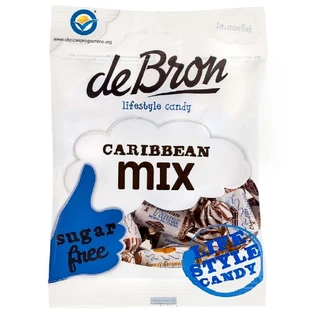 М'які карамельки без цукру та глютену зі смаком кави або карамелі Caribbean Mix, 90 г, Деброн