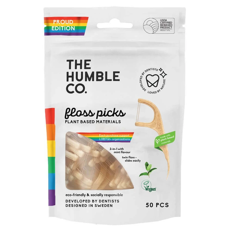 Зубная нить с держателем Proud, 50 штук, The Humble Co: цены и характеристики