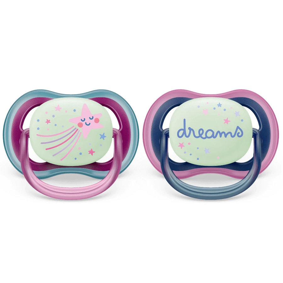 Пустышка Philips Avent Ultra Air фосфоресцирующая, 6-18 месяцев, 2 штуки, красный и синий, SCF376/14, Philips: цены и характеристики