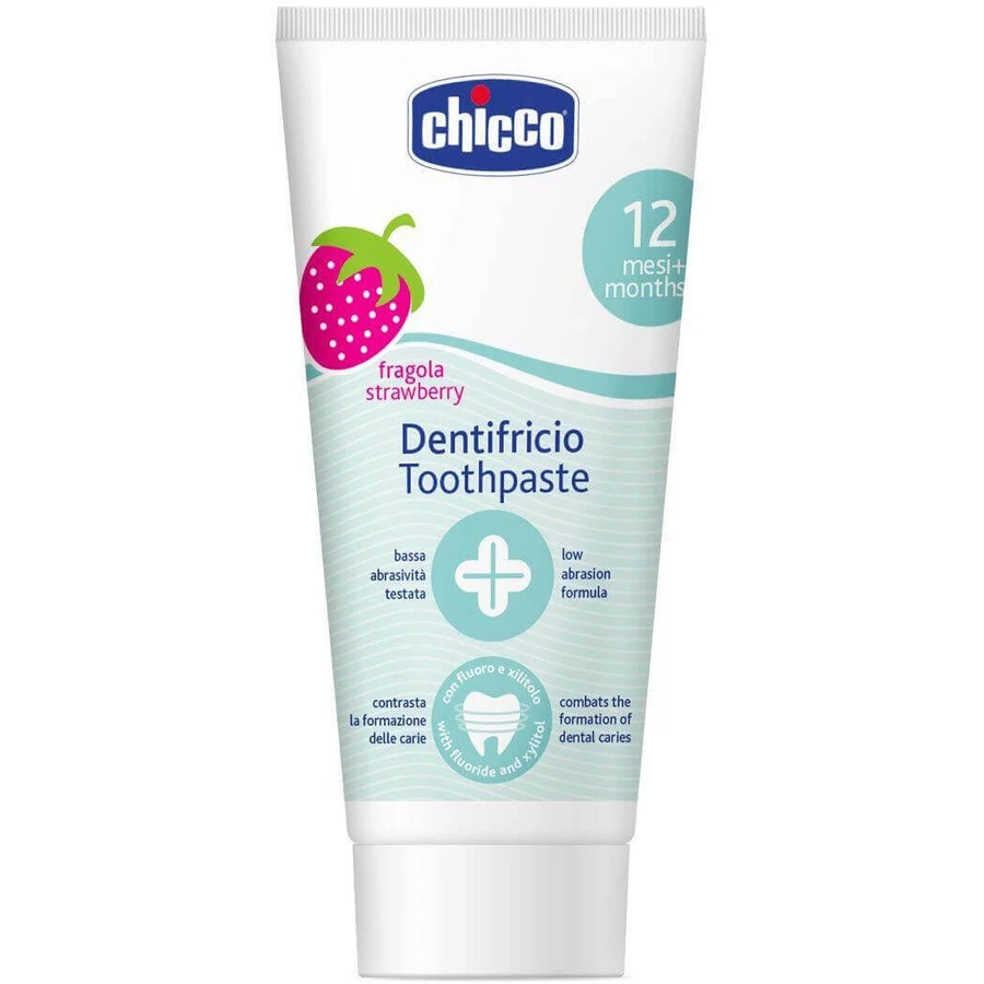Chicco Зубная паста без фтора со вкусом клубники 12м+ 50 мл: цены и характеристики
