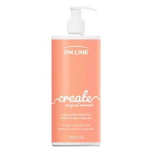 On Line Create, мыло для рук и тела 2 в 1, янтарь и миндальное молоко, 390 мл