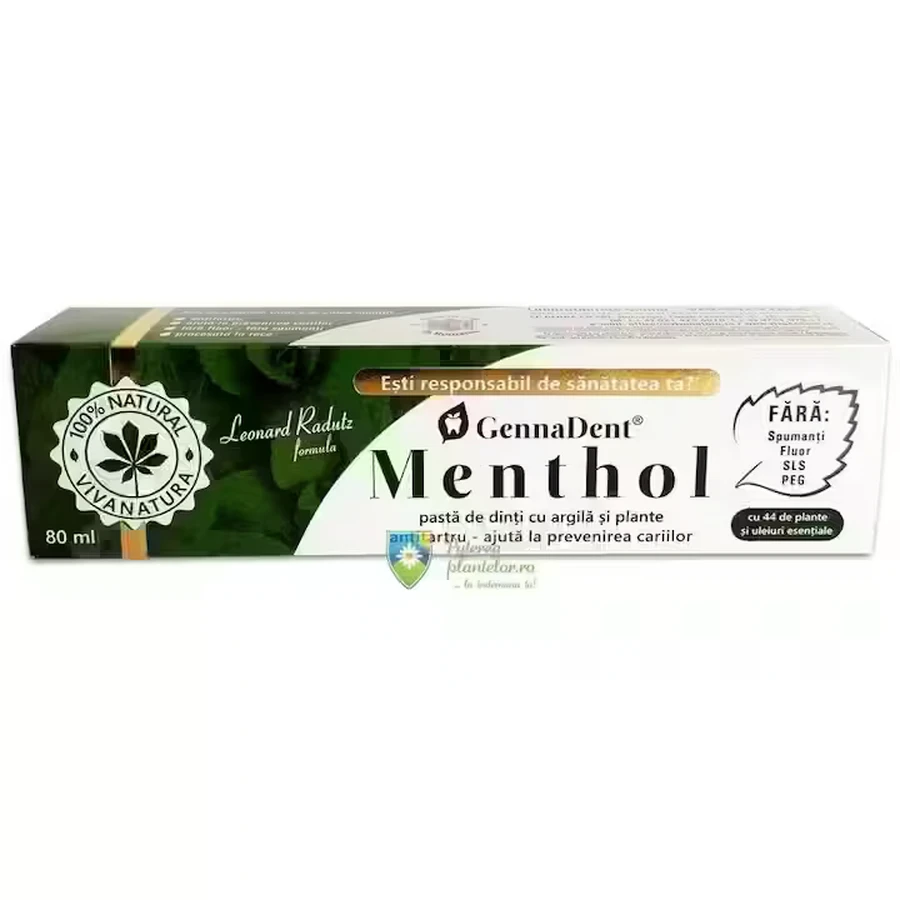 Зубная паста GennaDent Menthol, 80 мл, Vivanatura: цены и характеристики