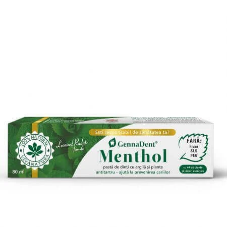 Зубная паста GennaDent Menthol, 80 мл, Vivanatura: цены и характеристики