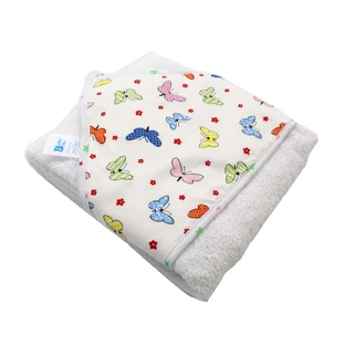 Рушник з шапочкою, Білий з метеликами, 80x90 см, Baltic Bebe
