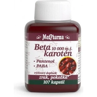 MedPharma БЕТАКАРОТЕН 10 000 м.д.+пантенол+ПАБА 1×107 к.с., дієтична добавка