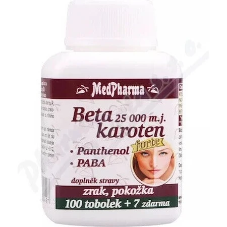MedPharma БЕТАКАРОТЕН 10 000 м.д.+пантенол+ПАБА 1×107 к.с., дієтична добавка: ціни та характеристики