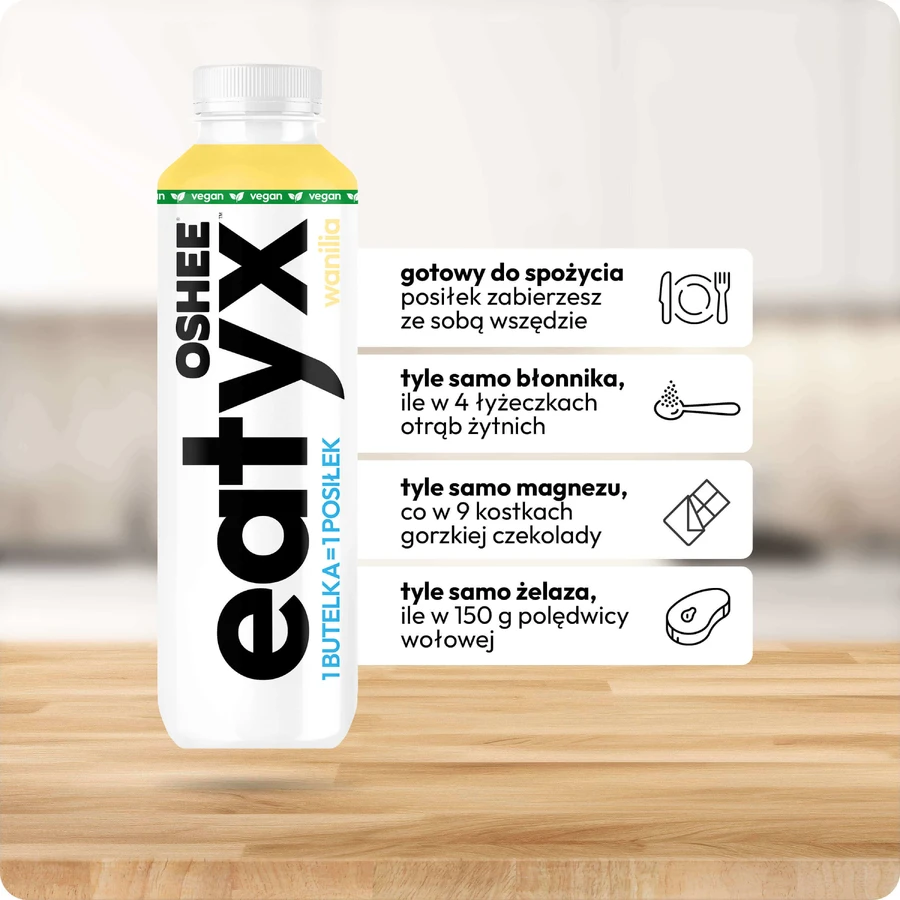 OSHEE Eatyx, готова до вживання подрібнена рідина, веганська, ванільна, 500 мл: ціни та характеристики