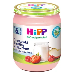 Молочно-фруктовий десерт HiPP Owoce i Yogurt Organic, полуниця та малина з йогуртом, після 6 місяців, 160 г