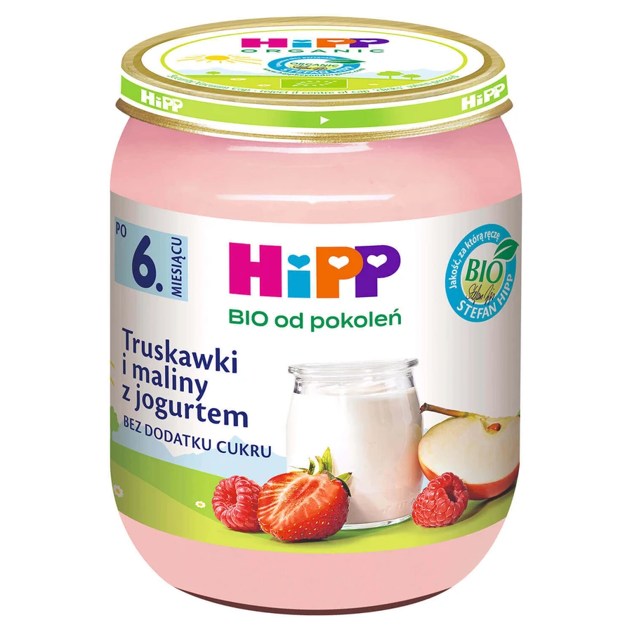 Молочно-фруктовий десерт HiPP Owoce i Yogurt Organic, полуниця та малина з йогуртом, після 6 місяців, 160 г: ціни та характеристики