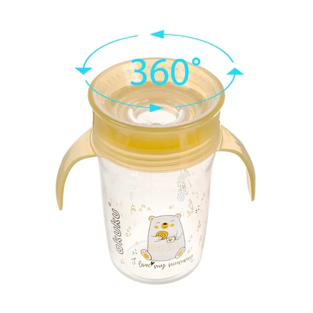 Поильник Akuku с поворотом на 360°, с ручками, прозрачный, 240 мл: цены и характеристики
