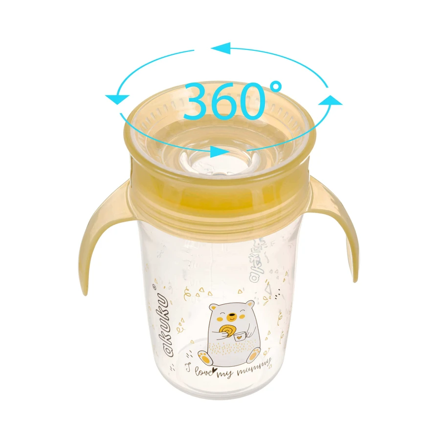 Поильник Akuku с поворотом на 360°, с ручками, прозрачный, 240 мл: цены и характеристики