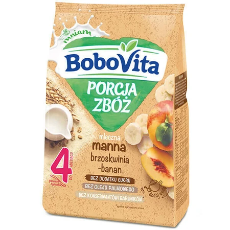 Каша BoboVita Porcja Zbóó, персик и банан, молочная, без добавления сахара, после 4 месяцев, 210 г: цены и характеристики