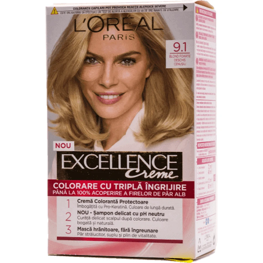 Loreal Paris EXCELLENCE CREME Перманентная краска для волос с аммиаком 9.1, 1 шт.: цены и характеристики