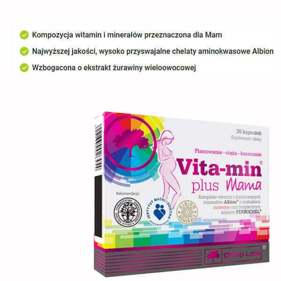 Olimp Vita-Min Plus Mama, 30 капсул ЗАБРУДНЕНА УПАКОВКА: ціни та характеристики