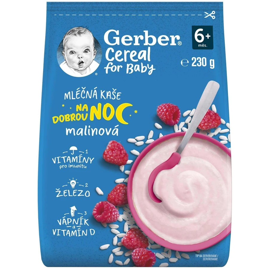 Gerber Зерно mliena kaa малина Спокойной ночи 230 г: цены и характеристики