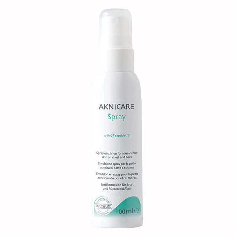Synchroline Aknicare, спрей-емульсія для спини та декольте з GT-пептидом 10, шкіра, схильна до акне, 100 мл: ціни та характеристики