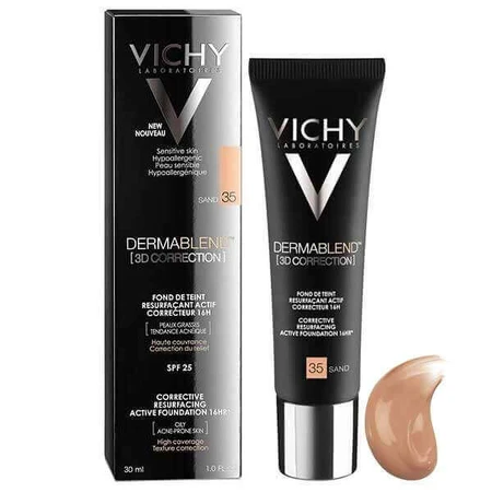 Vichy Dermablend 3D Коригувальний флюїд №35 Пісочний 30мл: ціни та характеристики