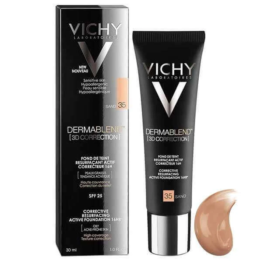 Vichy Dermablend 3D Коригувальний флюїд №35 Пісочний 30мл: ціни та характеристики