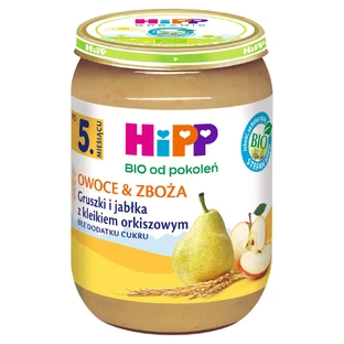 HiPP Фрукты и злаки Bio, груши и яблоки с кашей из полбы, после 5 месяцев, 190 г