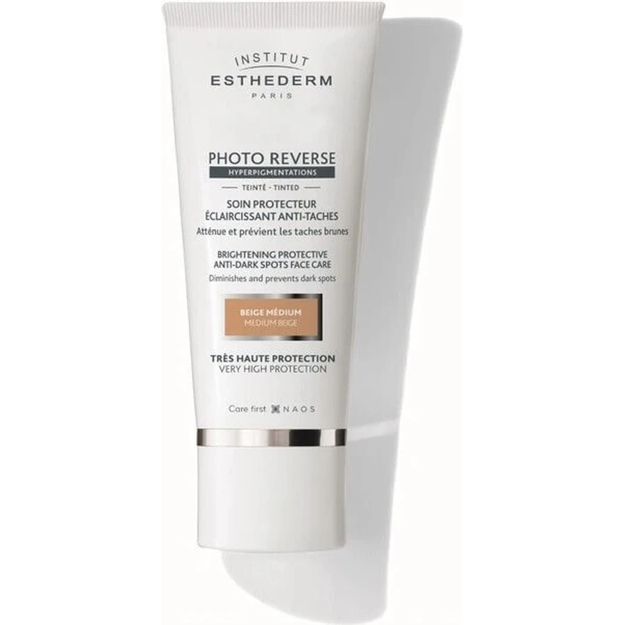 INSTITUT ESTHEDERM ФОТО РЕВЕРС Захисний тонуючий крем проти пігментних плям SPF 50+ (середньо-бежевий) 50 мл 1×1 шт, крем: ціни та характеристики