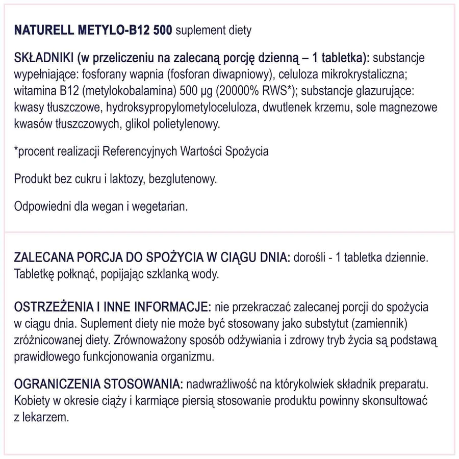 Naturell Methyl-B12 500, 120 таблеток: цены и характеристики