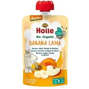 Пюре Holle Organic, Бананова лама, банан, яблуко, манго та мархуа 100 г