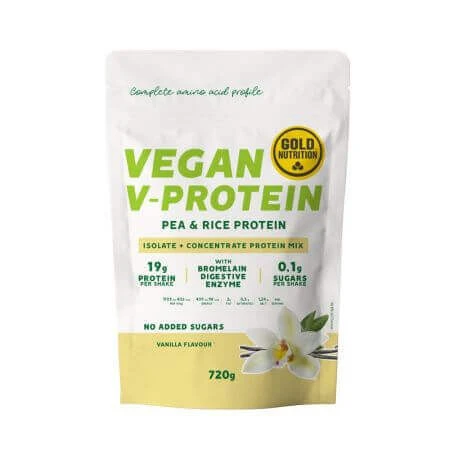 Порошок растительного белка с ванильным вкусом V-Protein, 720 г, Gold Nutrition: цены и характеристики